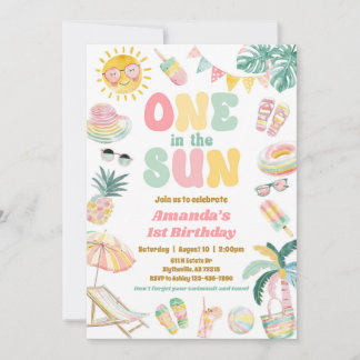 One In The Sun Pool Party Invitation