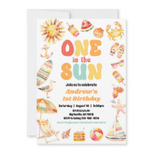 One In The Sun Pool Party Invitation