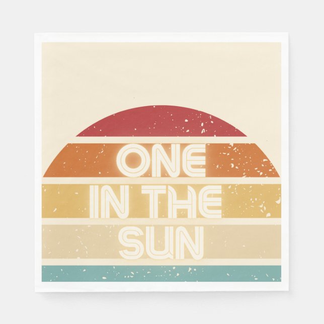 One in the Sun Retro Beach Party Napkins (Front)