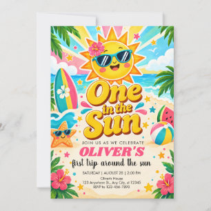 One In The Sun Sunshine 1st Birthday Invitation