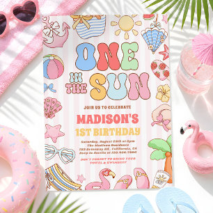 One In The Sun Tropical Beach 1st Birthday Invitation
