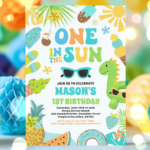 One In The Sun Tropical Beach 1st Birthday Party Invitation