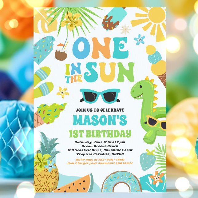 One In The Sun Tropical Beach 1st Birthday Party Invitation (Creator Uploaded)
