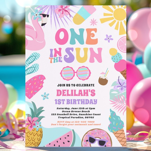 One In The Sun Tropical Beach 1st Birthday Party Invitation (Creator Uploaded)