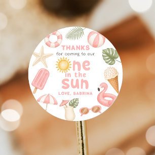 One In The Sun Tropical Beach 1st Birthday Sticker
