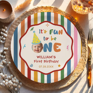 One is Fun Hat Birthday Party Paper Plates
