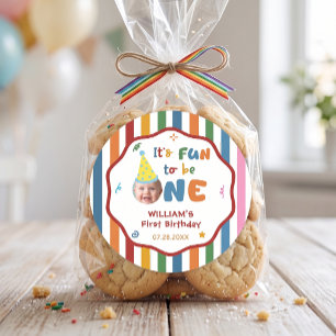 One is Fun Hat Birthday Party Sticker