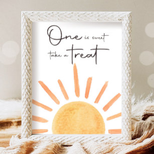 One is Sweet Take a Treat Boho Sunshine Birthday Poster