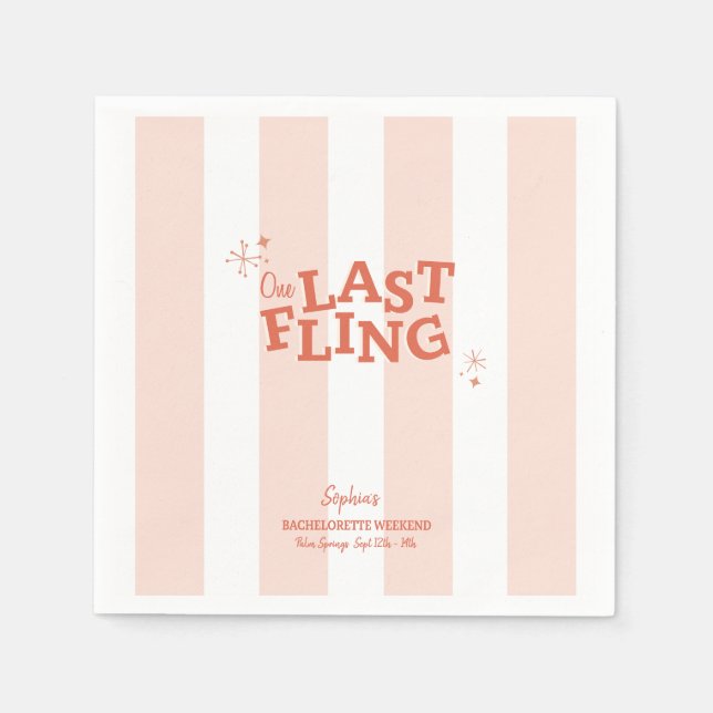 One Last Fling Bachelorette Napkin (Front)