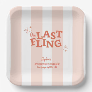 One Last Fling Bachelorette Paper Plate