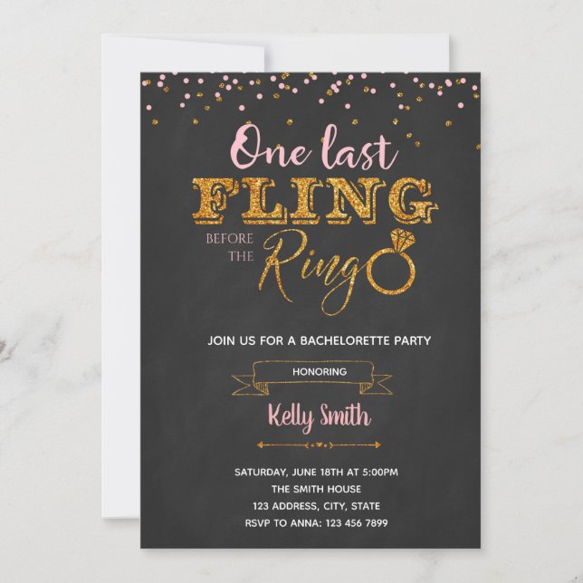 One last fling before the ring party invitation (Front)