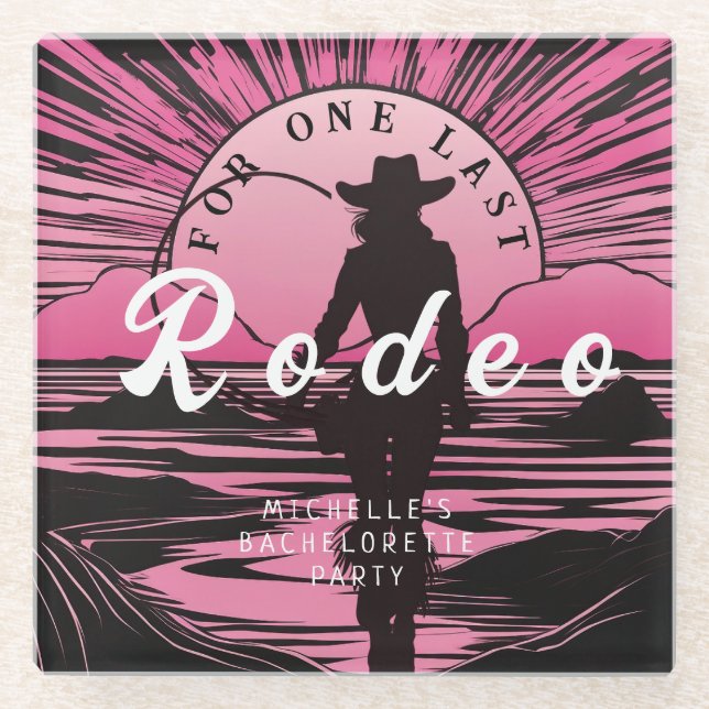 One Last Rodeo Bachelorette Glass Coaster (Front)
