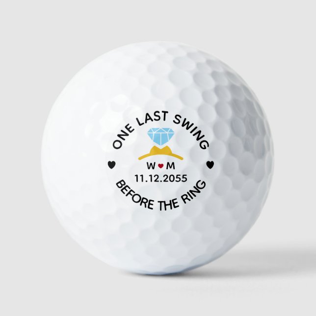 One Last Swing Before the Ring – Bachelor Party Golf Balls (Front)