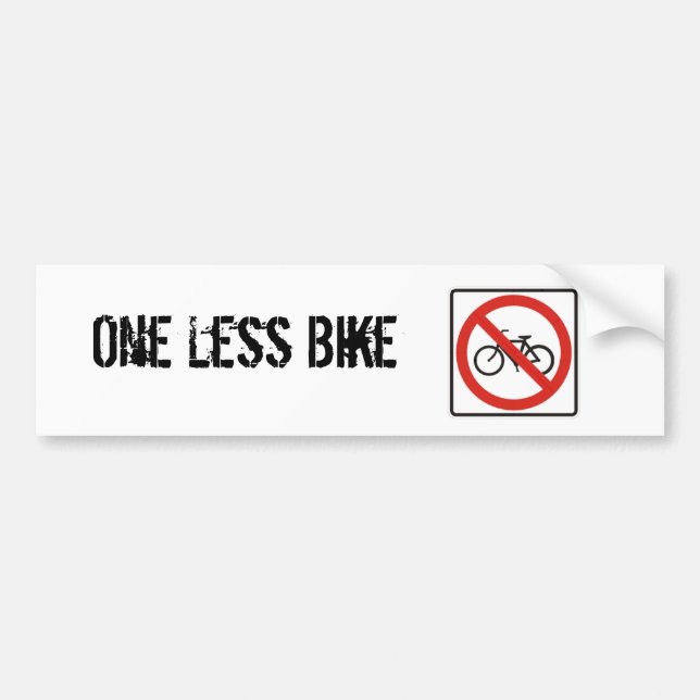One Less Bike Bumper Sticker (Front)