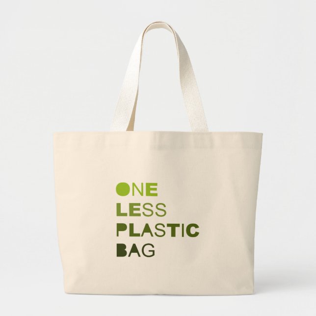 One less plastic solid large tote bag (Front)