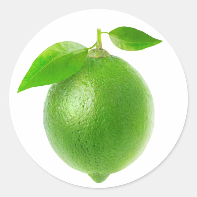 One lime with leaves classic round sticker (Front)