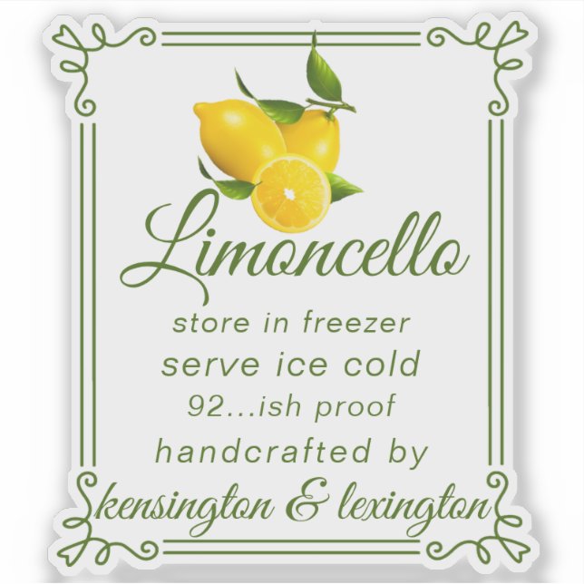 ONE Limoncello Clear Modern Bottle Label (Front)