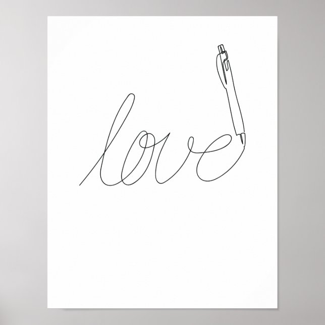 One Line Art Love gezeichnet mit Stift Poster (Front)