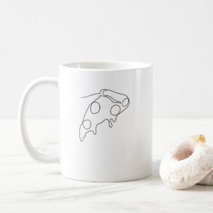 One Line Art piece of pizza drawn with pencil Coffee Mug