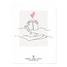 One Line Baby Feet Birth Stats Nursery Art