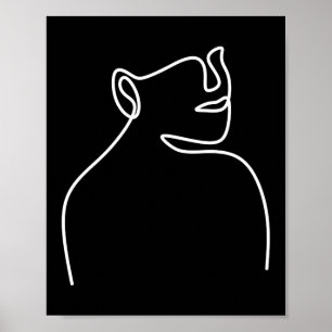 One line continuous digital art  poster