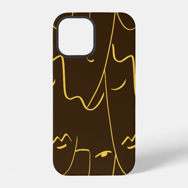 One Line Drawing Faces Pattern iPhone Case (Back)