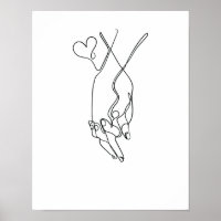One Line Drawing Händchen halten Single Art