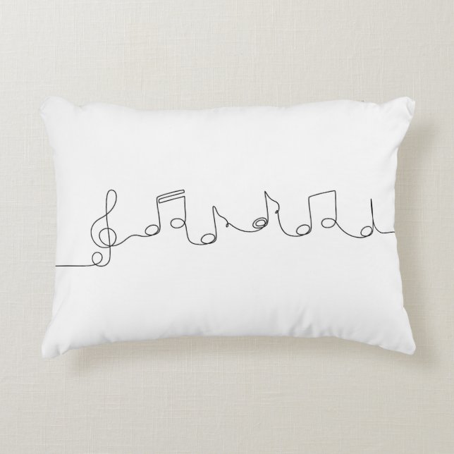 One line drawing of musical notes decorative cushion (Front)