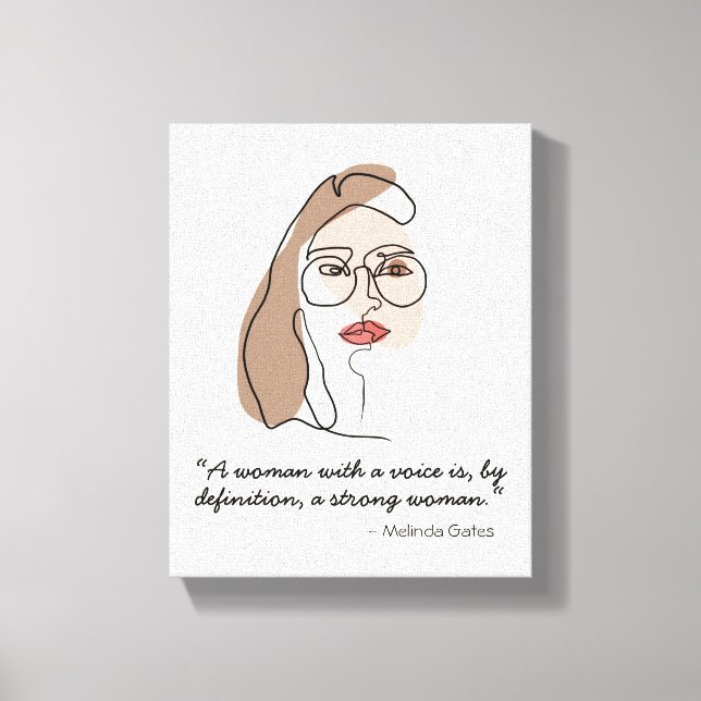 One Line Face Drawing with Quote Canvas Print (Front)