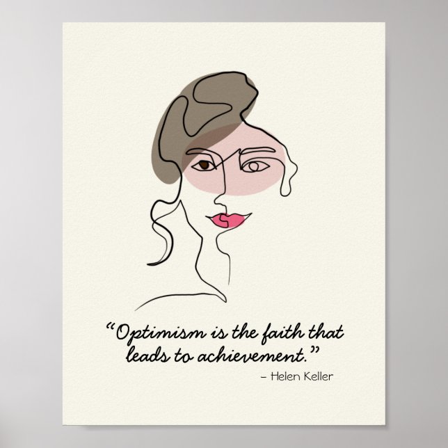 One Line Face Drawing with Quote Poster (Front)