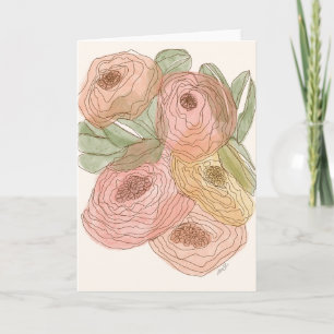 One Line Floral Card