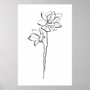 One Line Flower Poster