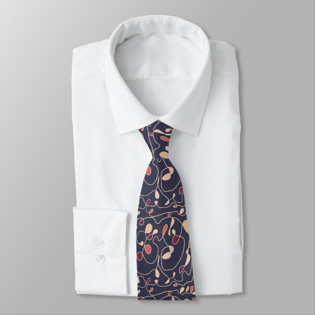 One Line Pattern Line Art Neck Tie (Tied)