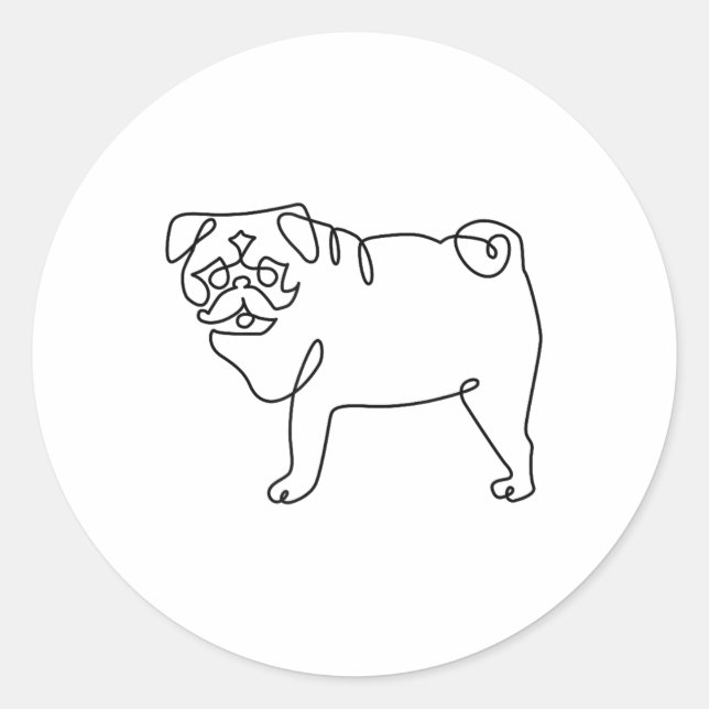 One Line Pug Tattoo _1  Classic Round Sticker (Front)