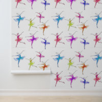 One line stroke colourful dancing balerina pattern