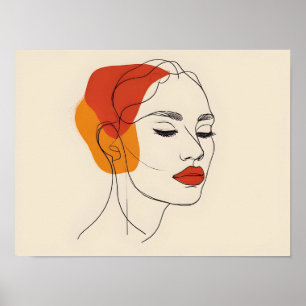 One line woman art poster