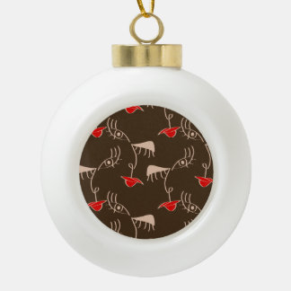 One-line woman face: abstract pattern. ceramic ball christmas ornament