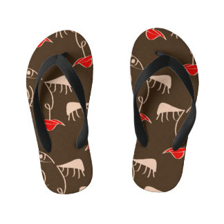 One-line woman face: abstract pattern. kid's jandals