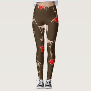 One-line woman face: abstract pattern. leggings