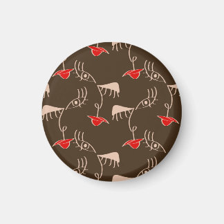 One-line woman face: abstract pattern. magnet