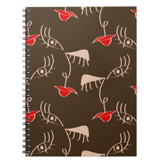 One-line woman face: abstract pattern. notebook (Front)