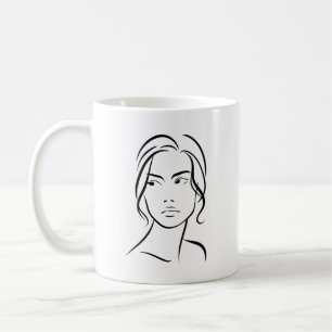 One Line Woman Face Drawing 4 Coffee Mug