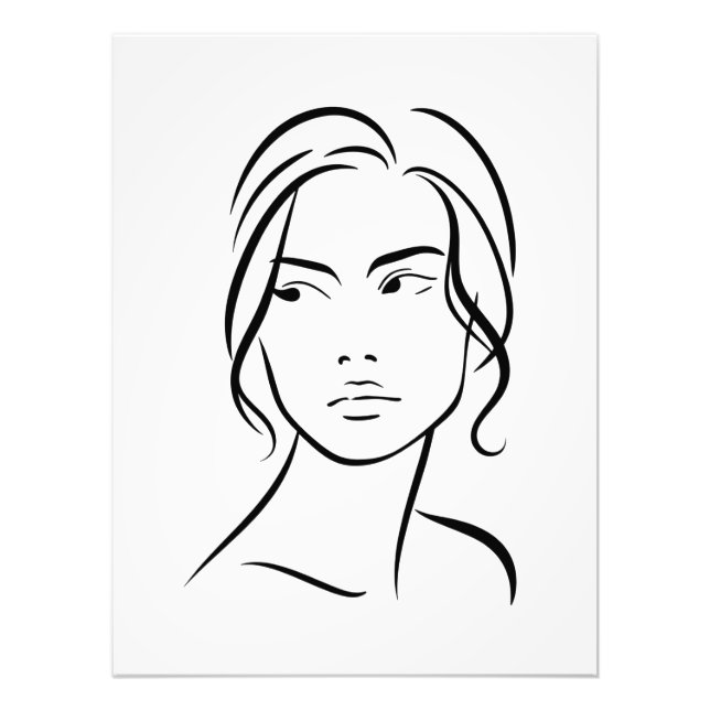 One Line Woman Face Drawing 4 Photo Print (Front)