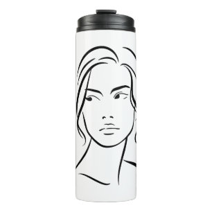 One Line Woman Face Drawing 4 Thermal Tumbler