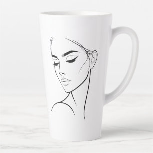 One Line Woman Face Drawing No3 Latte Mug