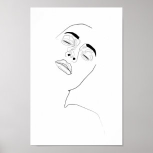 One Line Women Fashion Illustration Poster