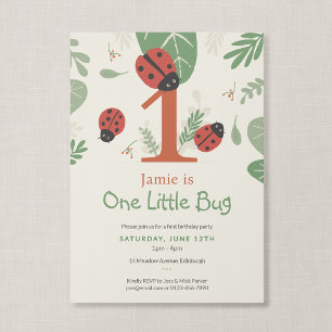 One Little Bug Ladybug Boutique First Birthday Invitation