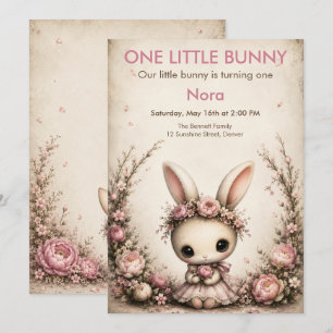 One Little Bunny First Birthday - Storybook Animal Invitation