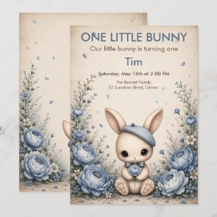 One Little Bunny First Birthday - Storybook Animal Invitation