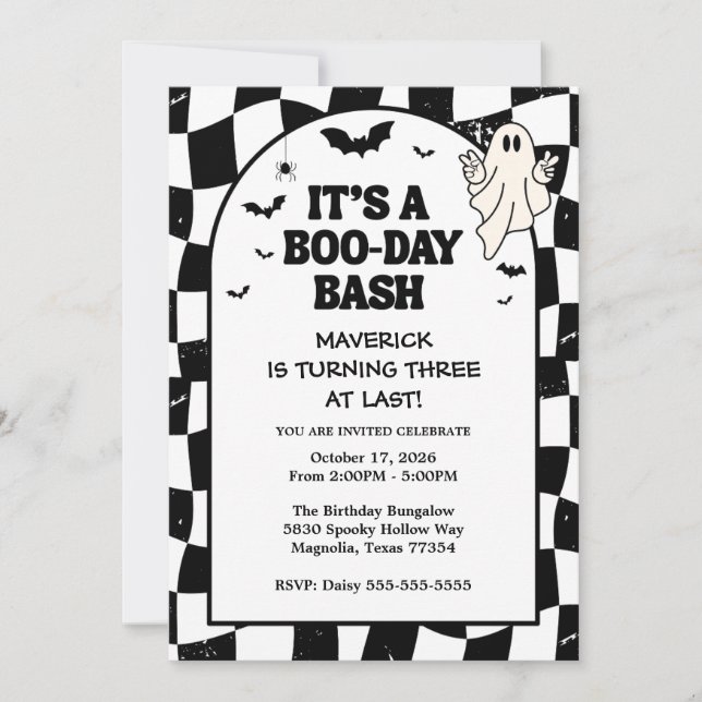 One Little Cool Boo Halloween 3rd Birthday Invitation (Front)